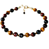 Tricolor Tiger Eye: Red, Brown, and Blue Tiger Eye Bracelet