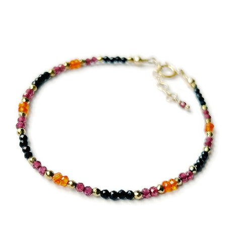 Carnelian, Garnet and Black Spinel Stacking Bracelet