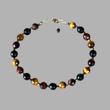 Tricolor Tiger Eye: Red, Brown, and Blue Tiger Eye Bracelet