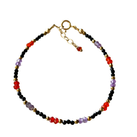 Carnelian, Amethyst, and Black Spinel Stacking Bracelet