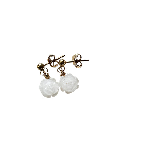 Little Frida Rosebud Earrings: White Jade