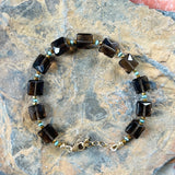 Hestia Smoky Quartz Square and Blue Pearl Bracelet