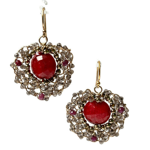 Ruby Coin and Smoky Quartz Mandala Amulets