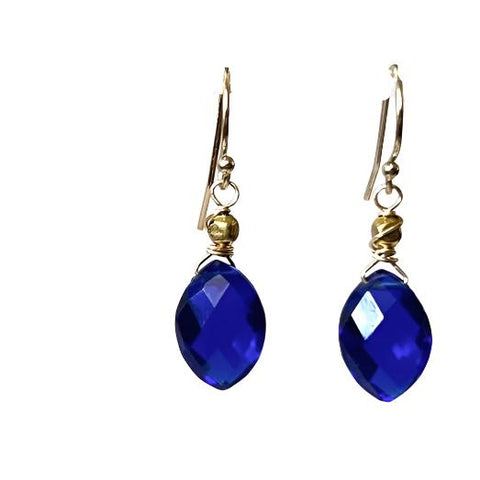 Blue Cobalt Quartz Marquise Earrings