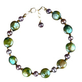 Naiad Coins Green Pearl Bracelet