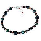 Red Leo: Blue Tiger Eye, Bloodstone, and Red Jasper Bracelet