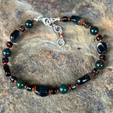 Red Leo: Blue Tiger Eye, Bloodstone, and Red Jasper Bracelet
