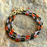 Carnelian, Amethyst, and Black Spinel Stacking Bracelet