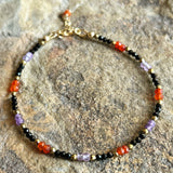 Carnelian, Amethyst, and Black Spinel Stacking Bracelet