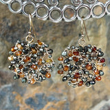 Hessonite and Pyrite Cluster Circle Earrings