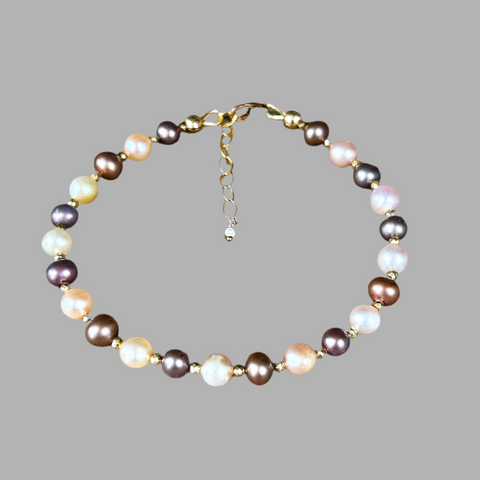Golden Pink Sun Pearl Bracelet