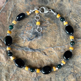 Leo: Blue Tiger Eye, Bloodstone, Yellow Jasper, and Hematine Bracelet