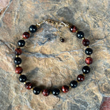 Here Kitty Kitty Red and Blue Tiger Eye Bracelet