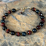 Here Kitty Kitty Red and Blue Tiger Eye Bracelet