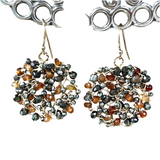 Hessonite and Pyrite Cluster Circle Earrings