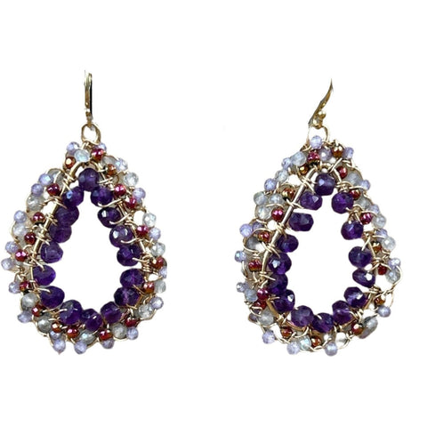 Amethyst and Labradorite Marquise Amulet Earrings