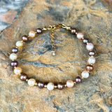 Golden Pink Sun Pearl Bracelet
