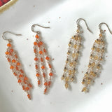 Citrine Triple Chain Chandelier Earrings