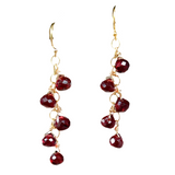 Garnet Small Bulb Drops on Gold Chain Earrings
