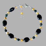 Leo: Blue Tiger Eye, Bloodstone, Yellow Jasper, and Hematine Bracelet