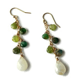 Moonstone with Green and Blue Tourmaline Cascade Drops