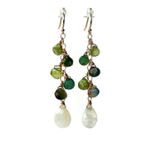Moonstone with Green and Blue Tourmaline Cascade Drops