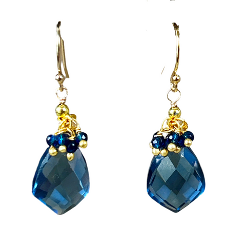 London Blue Marquise Pendant Earrings with Blue Kyanite Fringe Top