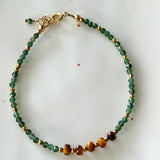 Tiger Eye and Moss Agate Beaded Bracelet
