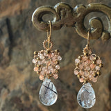 Tourmalated Quartz and Peach Moonstone Woven Webs