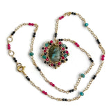 Vera Labradorite, Blue Apatite, Pink Chalcedony, and Black Spinel Amulet