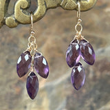 Amethyst Quartz Triplet Feather Earrings