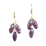 Amethyst Quartz Triplet Feather Earrings