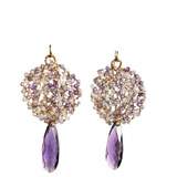 Amethyst Long Tear Cluster Earrings with Two Tone Lavender Zircon