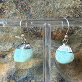 Aquamarine Sterling Silver Nugget Earrings