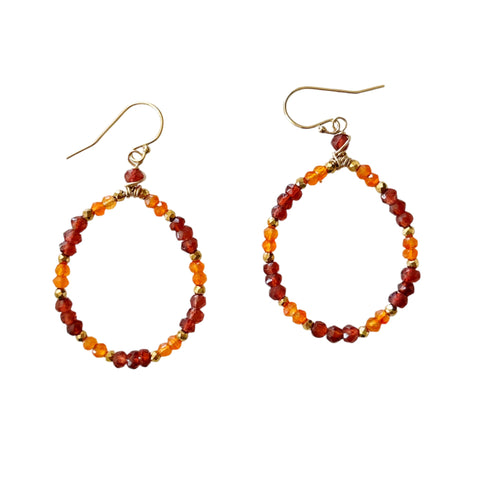 Garnet and Carnelian Medium Hoop Earrings