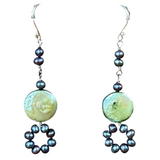 Green Coin Pearls with Blue Pearls