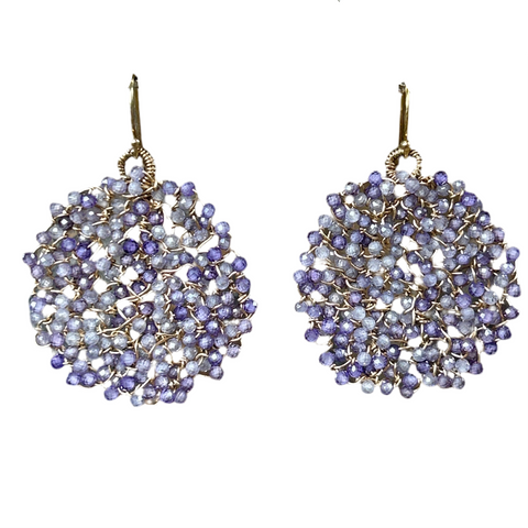 Cluster Earrings with Two Tone Lavender Zircon
