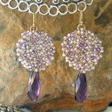 Amethyst Long Tear Cluster Earrings with Two Tone Lavender Zircon