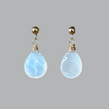 faceted white opal pendants  on 14k gold filled ball and post earrings