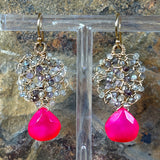 Pink Chalcedony Cluster Earrings with Labradorite and Iolite