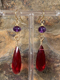 Pink Rubellite Grande Tears with Amethyst