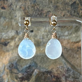 faceted white opal pendants  on 14k gold filled ball and post earrings