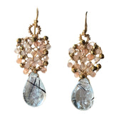 Tourmalated Quartz and Peach Moonstone Woven Webs