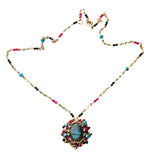 Vera Labradorite, Blue Apatite, Pink Chalcedony, and Black Spinel Amulet