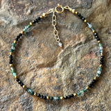 Moss Agate and Black Spinel Stacking Bracelet