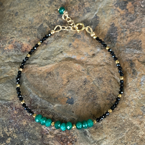 Green Onyx and Black Spinel Bracelet